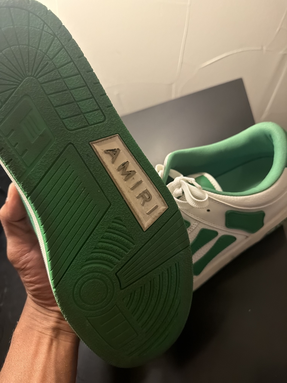 Amiri Skel Top Low White Green Bones Sneakers Men Size 12 US 45 EUR
